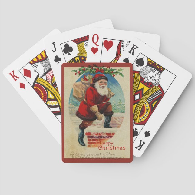 Vintager Weihnachtsmann Spielkarten (Rückseite)