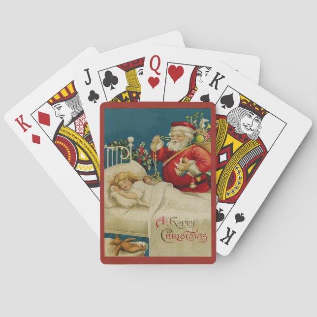 Vintager Weihnachtsmann Spielkarten (Rückseite)