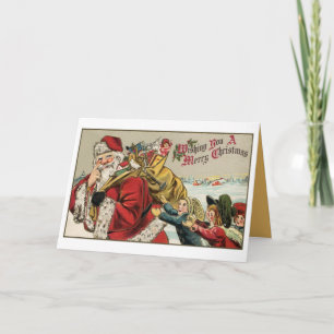 Vintager Weihnachtsmann, Spielsachen, Kinder Feiertagskarte