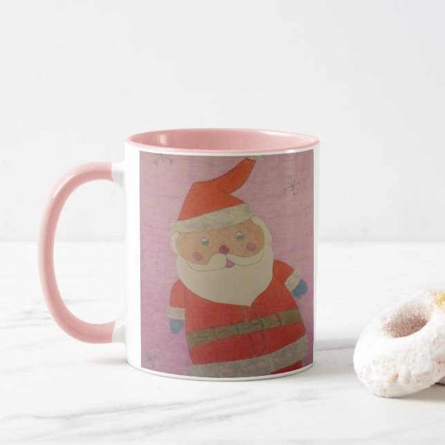 Vintager Weihnachtsmann Tasse (Mit Donut)