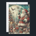 Vintager Weihnachtsmann Tree Moon präsentiert Feiertagskarte<br><div class="desc">Elegante Weihnachtskarte mit Weihnachtsgeschenk des Weihnachtsmanns,  die Geschenke unter einem Baum vor einem hellen Vollmond legt. Personalisiert auf der Rückseite mit Ihrer Nachricht und Ihrem Namen. Kontaktieren Sie mich für Hilfe bei Ihrer Anpassung oder um zusätzliche Matching oder Koordination von Zazzle Produkten anzufordern.</div>