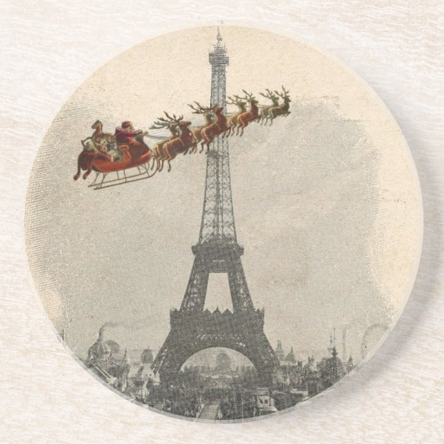 Vintager Weihnachtsmann über Paris Untersetzer (Vorne)