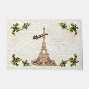 Vintager Weihnachtsmann über Paris Weihnachtsmatt Fußmatte