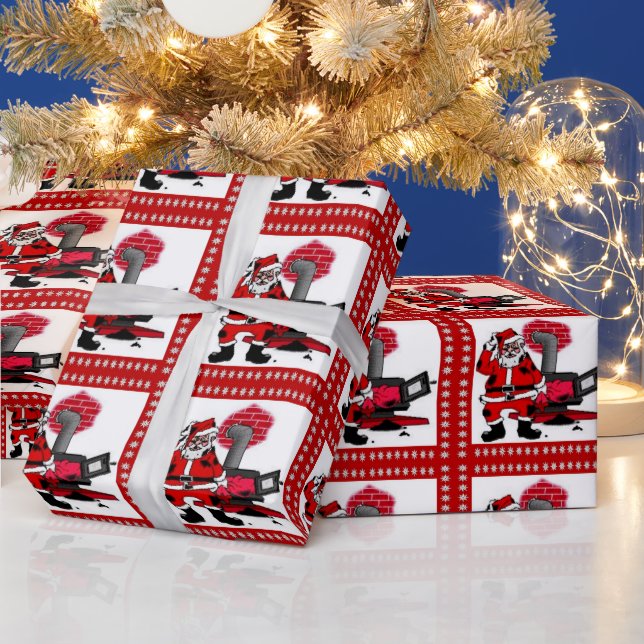 Vintager Weihnachtsmann und ein Kohlenstöckner-Ges Geschenkpapier (Feiertage)