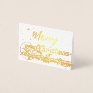 Vintager Weihnachtsmann und Elfen Frohe Weihnachte Folienkarte