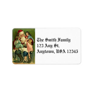 Vintager Weihnachtsmann und Kinder-Adressbezeichnu Adressaufkleber