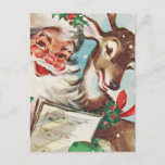 Vintager Weihnachtsmann und Rentier Feiertagspostkarte<br><div class="desc">Alle Rechte vorbehalten © Angelandspot</div>