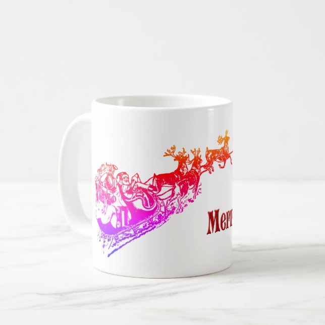 Vintager Weihnachtsmann und Rentier Kaffeetasse (Vorderseite Links)