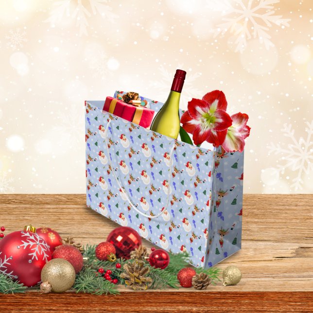 Vintager Weihnachtsmann und Rentiere Große Geschenktüte (Von Creator hochgeladen)