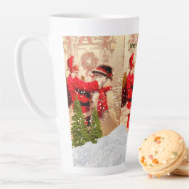 Vintager Weihnachtsmann und Snowman WeihnachtsLatt Milchtasse