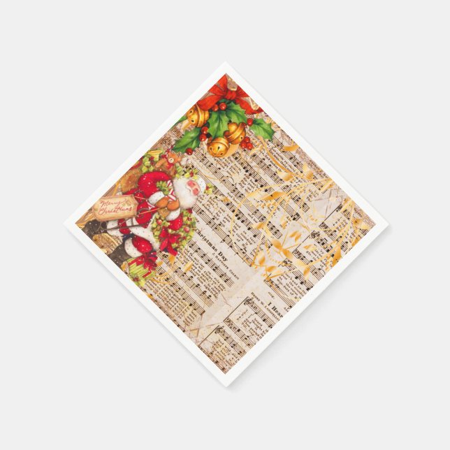 Vintager Weihnachtsmann und Viktorianische Weihnac Serviette (Ecke)