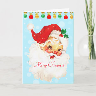 Vintager Weihnachtsmann und Weihnachtsball-Karte Feiertagskarte