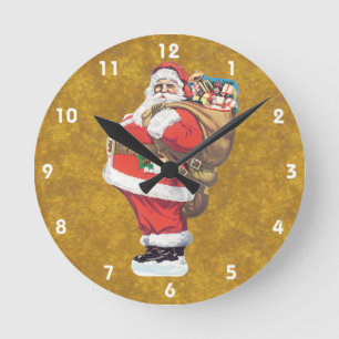 Vintager Weihnachtsmann, Viktorianische Weihnachte Runde Wanduhr