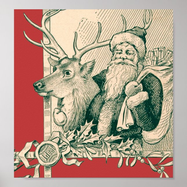 Vintager Weihnachtsmann Weihnachten Nick Poster (Vorne)