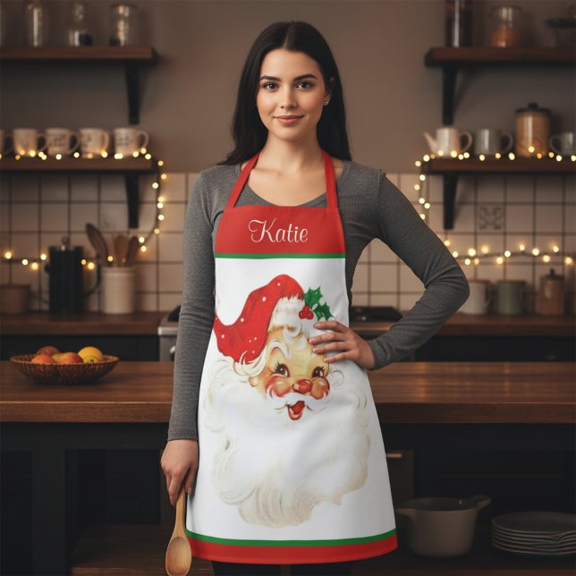 Vintager Weihnachtsmann Weihnachten Schürze (Vintage Santa Claus Festive Custom Christmas Apron)