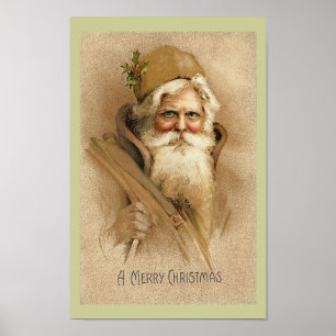Vintager Weihnachtsmann - Weihnachtsbanner Poster