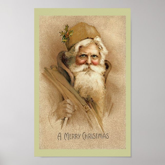 Vintager Weihnachtsmann - Weihnachtsbanner Poster (Vorne)