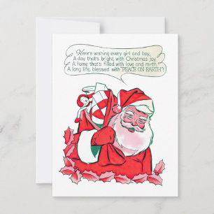 Vintager Weihnachtsmann wünscht Weihnachtsfreude Feiertagskarte