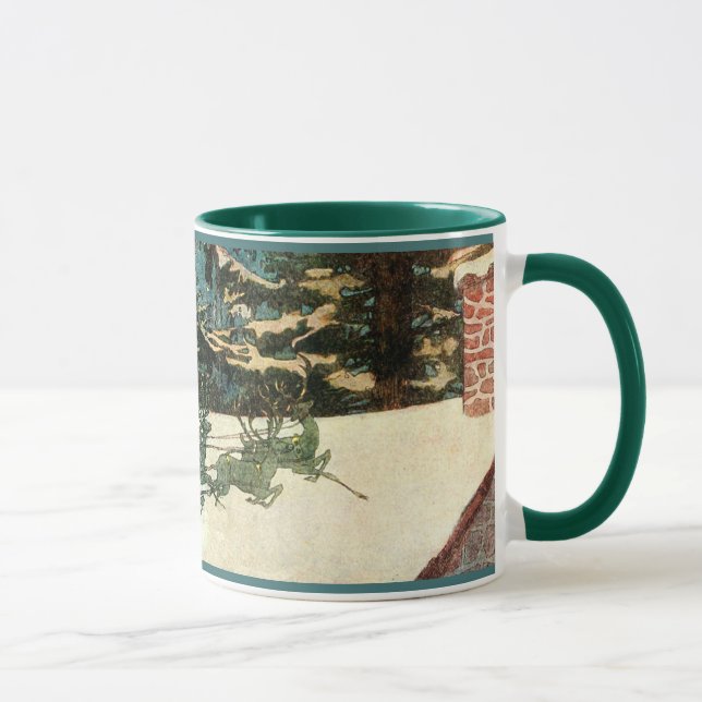 Vintager WeihnachtsmannSleigh auf Dachspitze Tasse (Rechts)