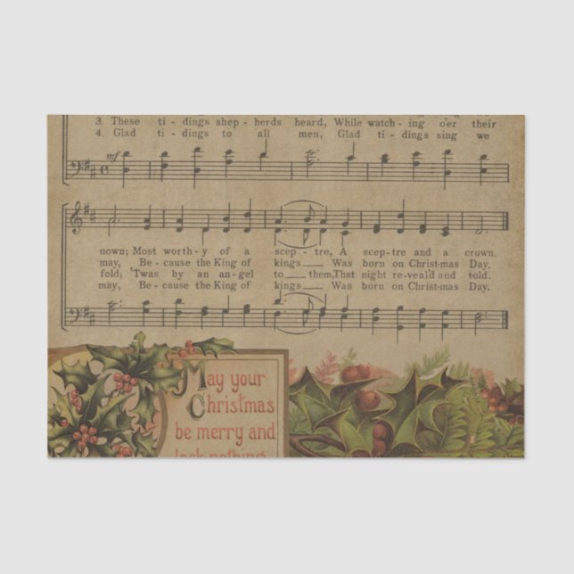 Vintager Weihnachtsmusik-Blatt-Feiertag Seidenpapier (Vorderseite)