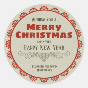 Vintager Weihnachtsrahmen kalligraphischer Dekor Runder Aufkleber