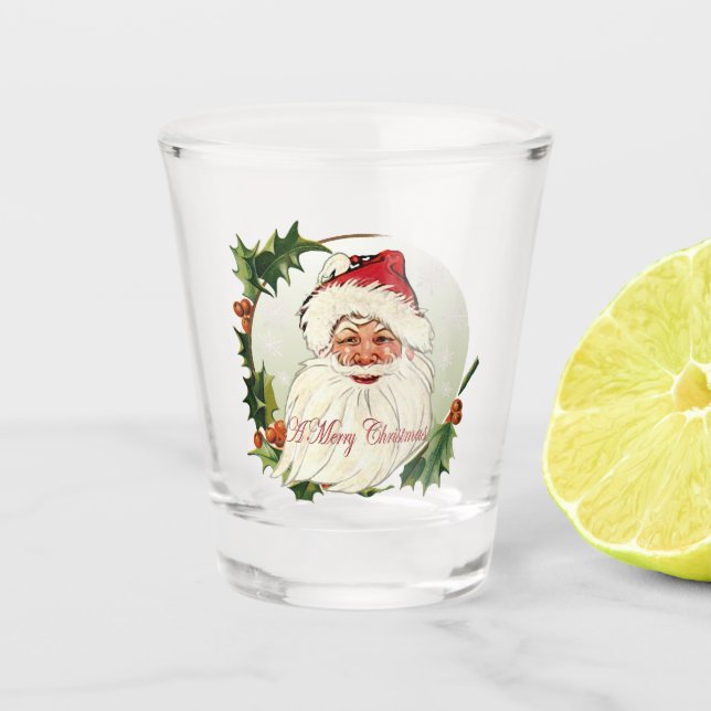Vintager Weihnachtsrahmen Schnapsglas (Vorderseite)
