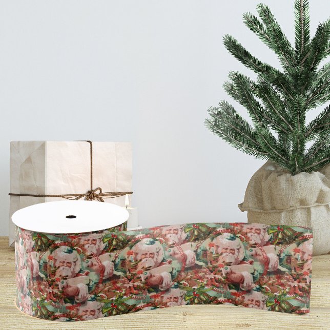 Vintager Weihnachtsribbon | Gift Ribbon Ripsband (vintage Santa Claus Christmas ribbon. Christmas tree ribbon)