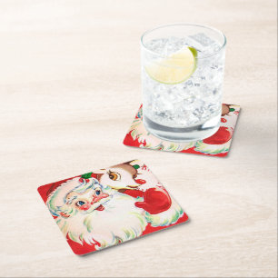 Vintager Weihnachtssankt-Ren-Party-Untersetzer Rechteckiger Pappuntersetzer