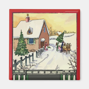 Vintager Weihnachtsschnee Magnet