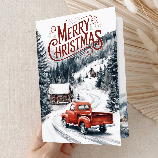 Vintager Weihnachtswagen 4 FotoCollage Feiertagskarte (Von Creator hochgeladen)