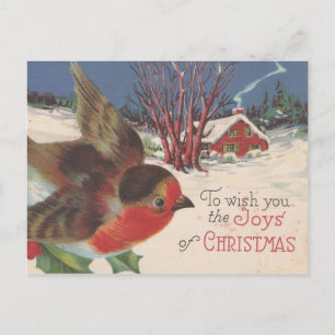 Vintager Weihnachtswinter-Vogel Feiertagspostkarte