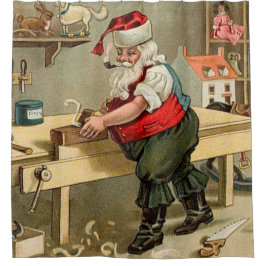 Vintager Weihnachtsworkshop für den Weihnachtsmann Duschvorhang