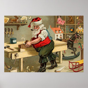 Vintager Weihnachtsworkshop für den Weihnachtsmann Poster