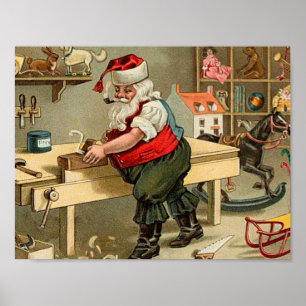 Vintager Weihnachtsworkshop für den Weihnachtsmann Poster