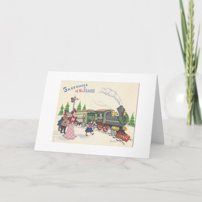 Vintager Weihnachtszug Feiertagskarte (Vorderseite)