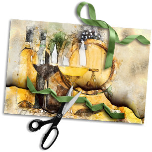 Vintager Wein Barrel Grunge Decoupage Torn Seidenpapier