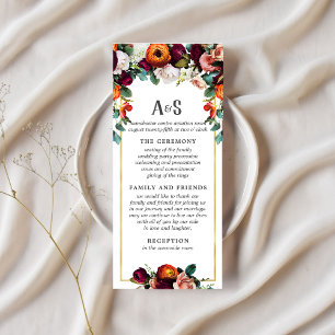 Vintager Wein, Blush & Burnt Orange Blumenprogramm Werbekarte