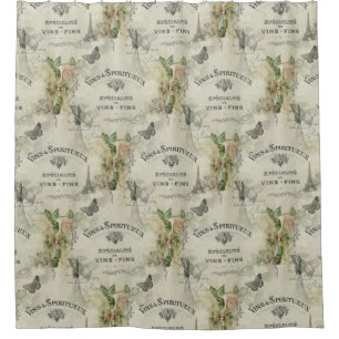 Vintager Wein Paris und Rosen-Duschvorhang Duschvorhang