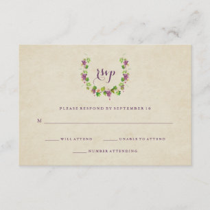 Vintager Weingarten   Wine Theme Wedding Response RSVP Karte