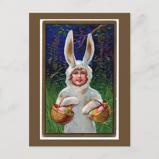 Vintager Weißer Anzug Ostern Postkarte (Vorderseite)