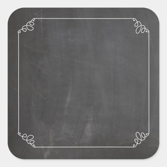 Vintager weißer Blüh-Rahmen für Chalkboard Quadratischer Aufkleber (Vorderseite)