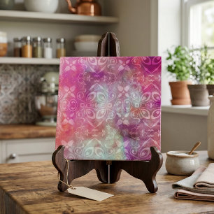 Vintager weißer Damast auf rosa Wasserfarbe Fliese