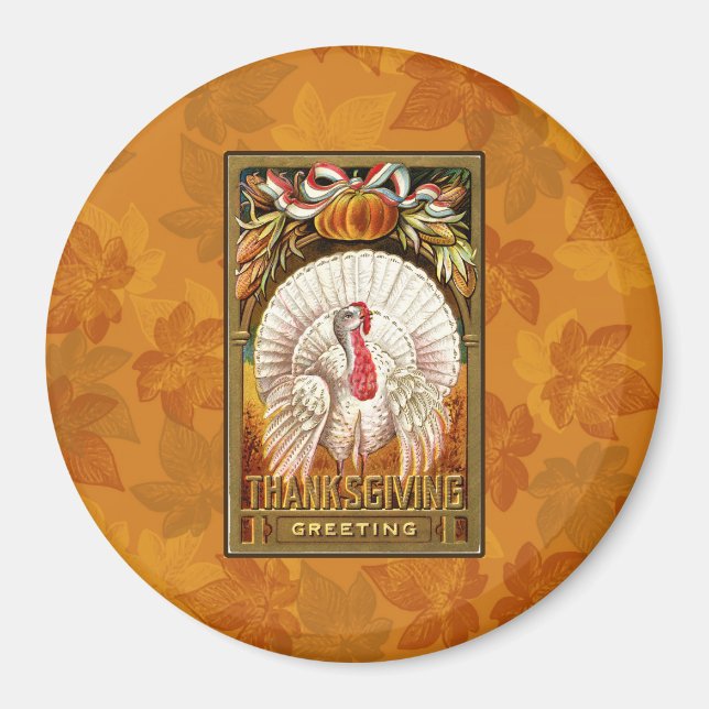 Vintager weißer Erntedank Türkei Magnet (Vorne)