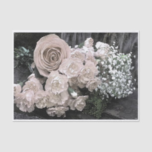 Vintager weißer Rosen-Gartennelken-Baby-Atem Seidenpapier