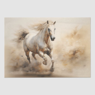 Vintager weißer Stallion in Bewegung Seidenpapier