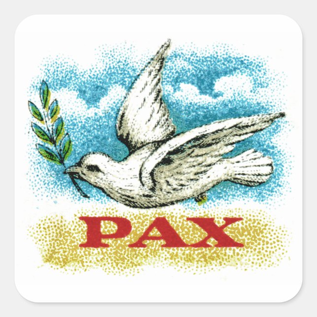 Vintager Weltfrieden Quadratischer Aufkleber (Vorderseite)