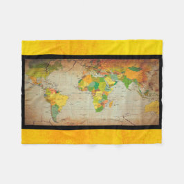 Vintager Weltkarten-Pilz Fleecedecke