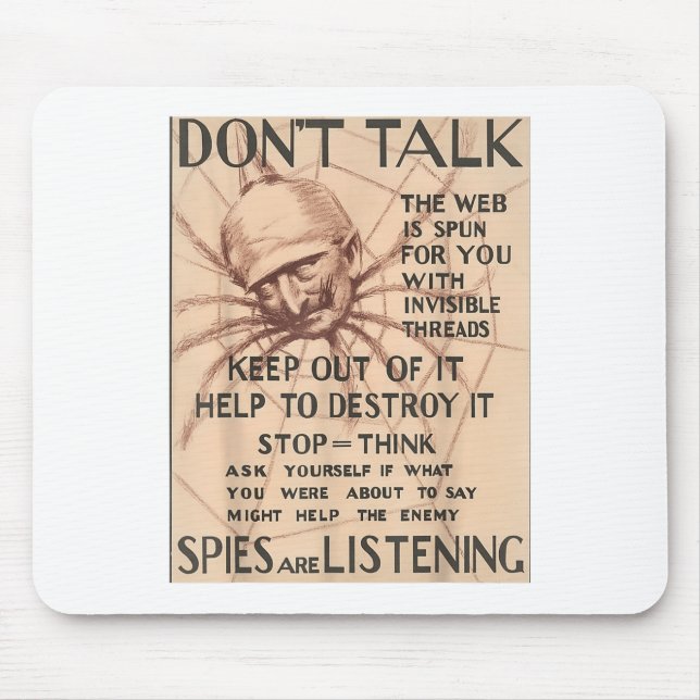 Vintager Weltkrieg 1 Poster Design Talk Spie Mousepad (Vorne)