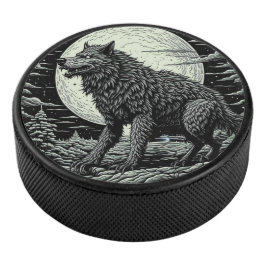 Vintager Werwolf vor dem Vollmond Eishockey Puck