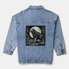 Vintager Werwolf vor dem Vollmond Jeansjacke